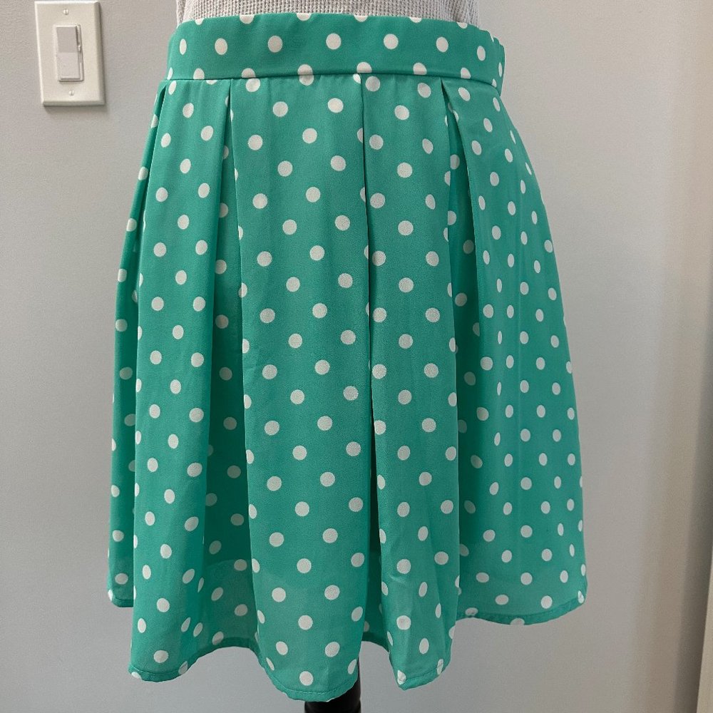 Teal Polka Dot Skirt